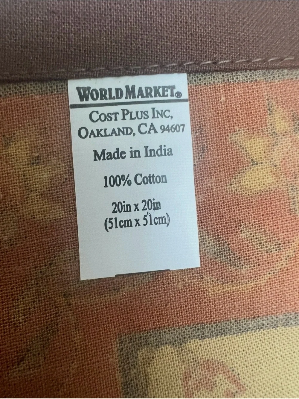 Vintage Cost Plus World Market Floral Cloth Napkins Set of 4 Cotton India Boho